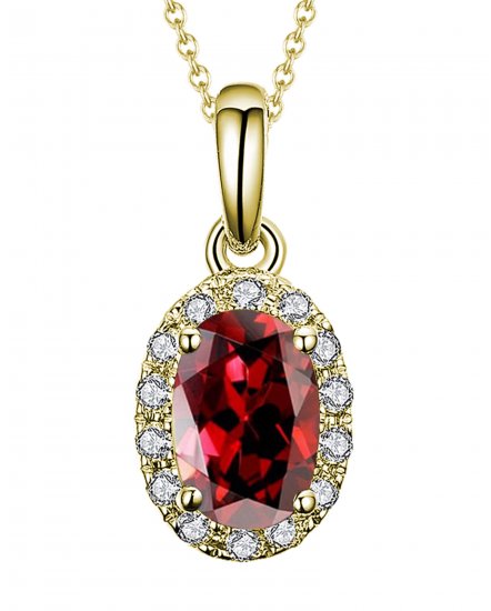 OVAL COLORED STONE DIAMOND PENDANT (VP407)